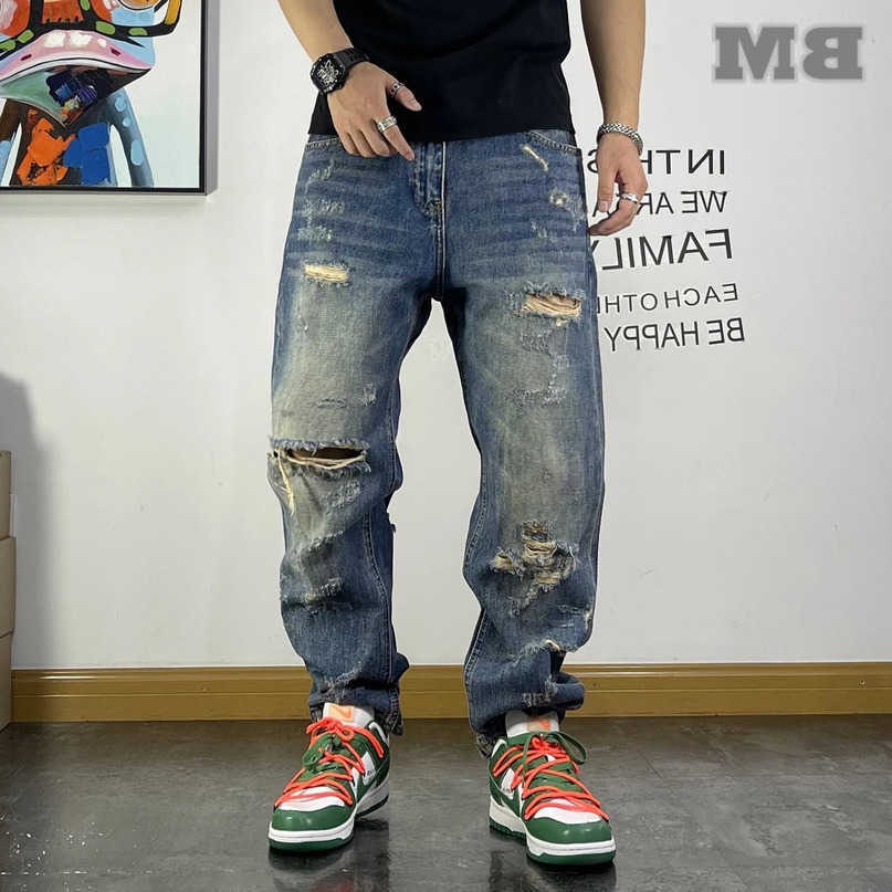 Jeans American For MenS Clothing Japanese Harajuku Casual Baggy Hip Hop Beggar Denim Straight Pants S260612