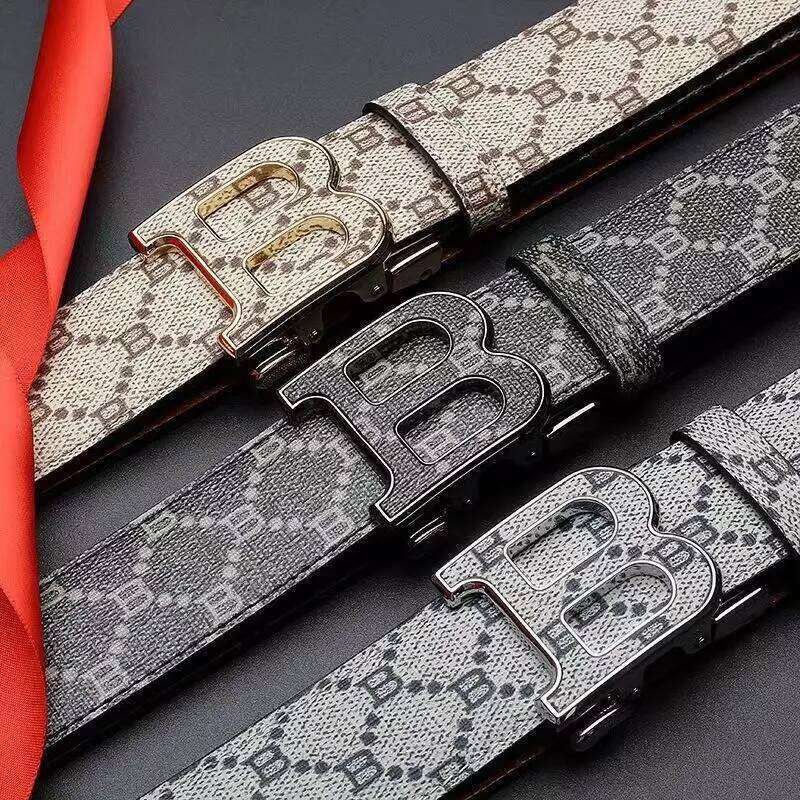 Genuine Leather New Luxury Brand Fashion Business Alloy Needle Men S B Buckle Head Waist Belt For