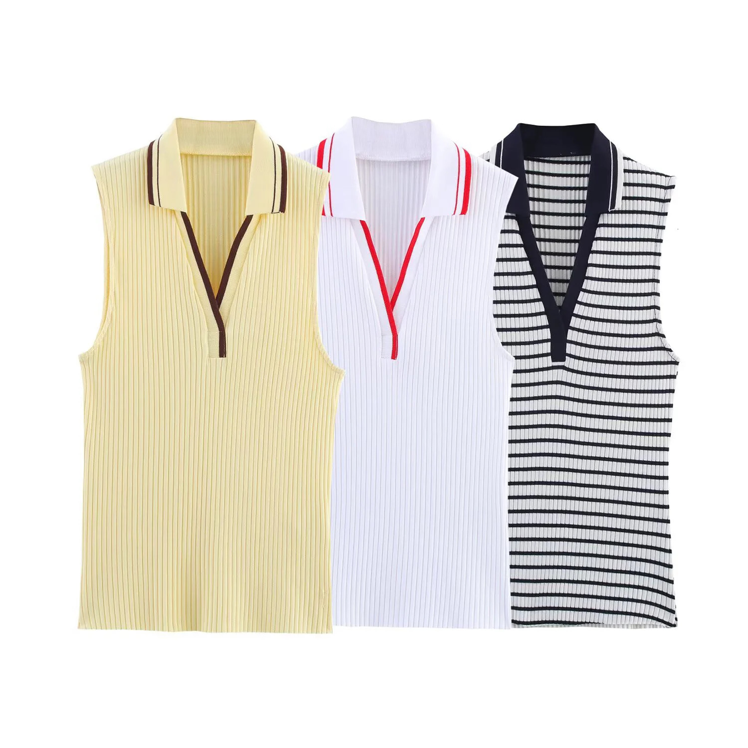 Summer Fashion Style Ribbed Sleeveless Polo Collar Tshirt Sports Shirt Vest Top Womens Clothing 260612