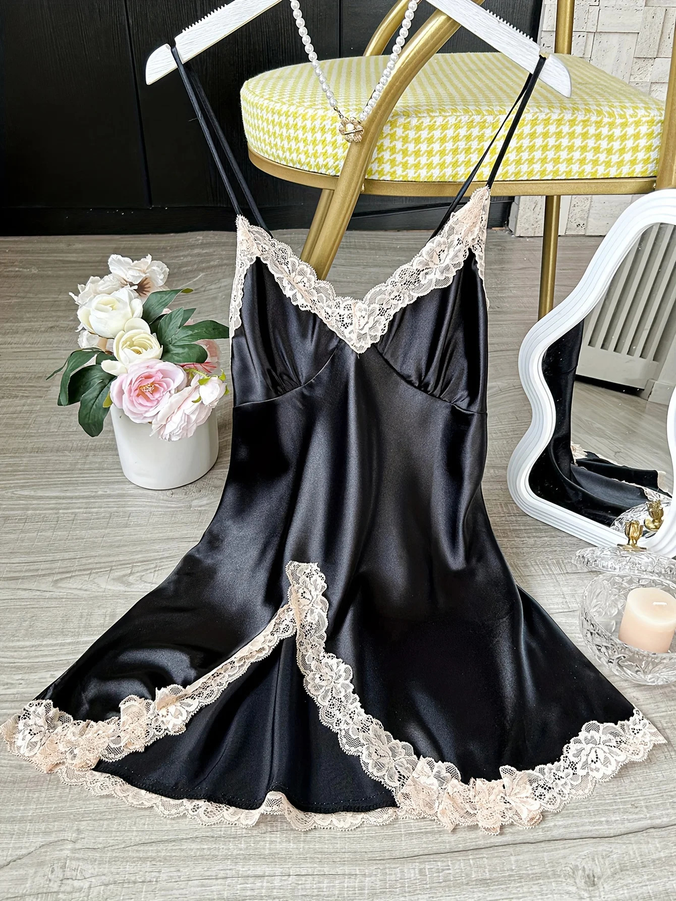 Camicia da notte sexy da donna Comodo pigiama in pizzo in due pezzi per indumenti da notte in due pezzi 260611