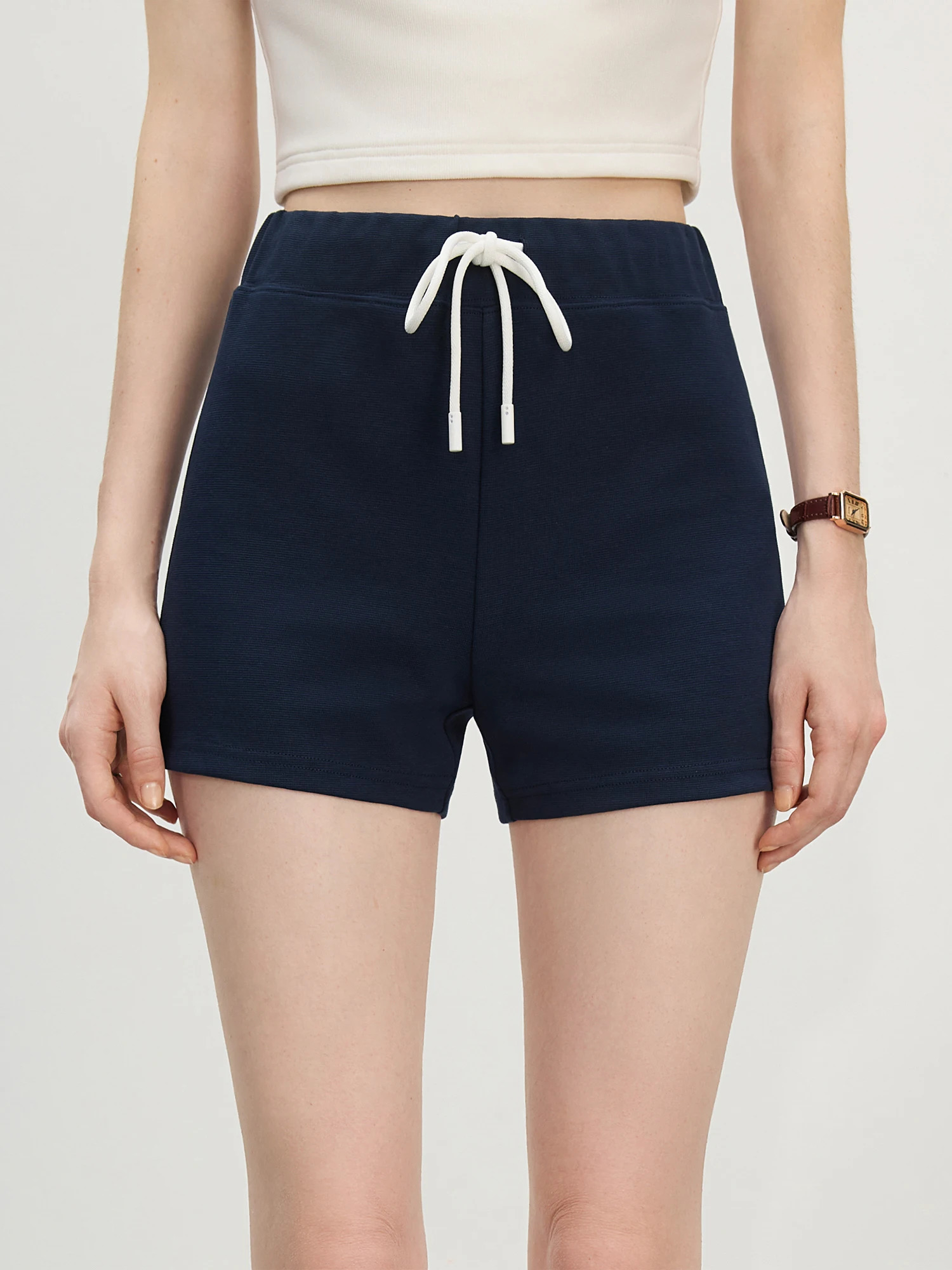 FSLE Athflow Sports Style Knitted Shorts For Women Summer Arrival Tight Casual Versatile Pants Navy Blue 25FS12700 260611