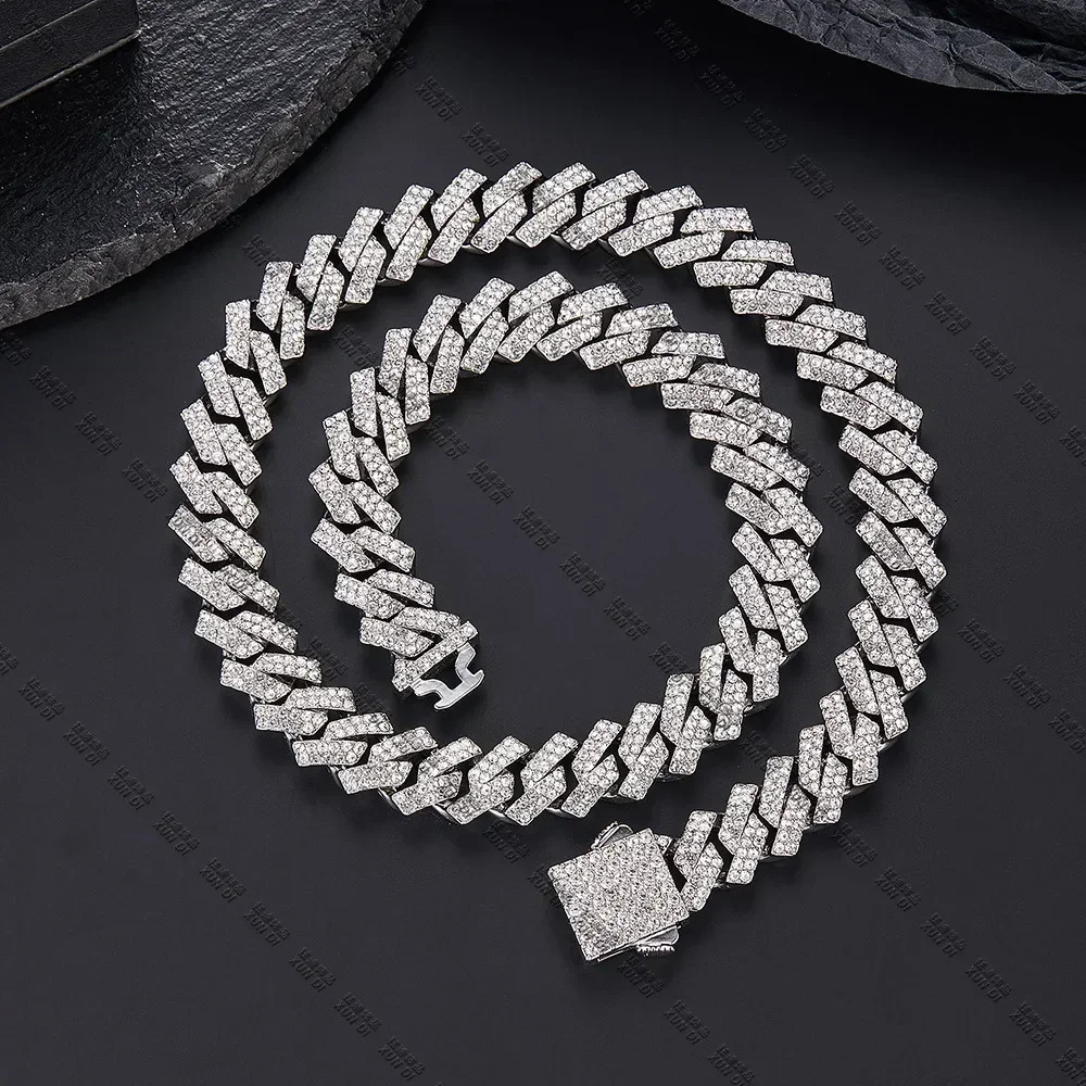 2024 Fashion 15mm Sparkling s Mens Cuban Chain Miami Rap Hip Hop Bracelet Neck Accessories Gift 260610