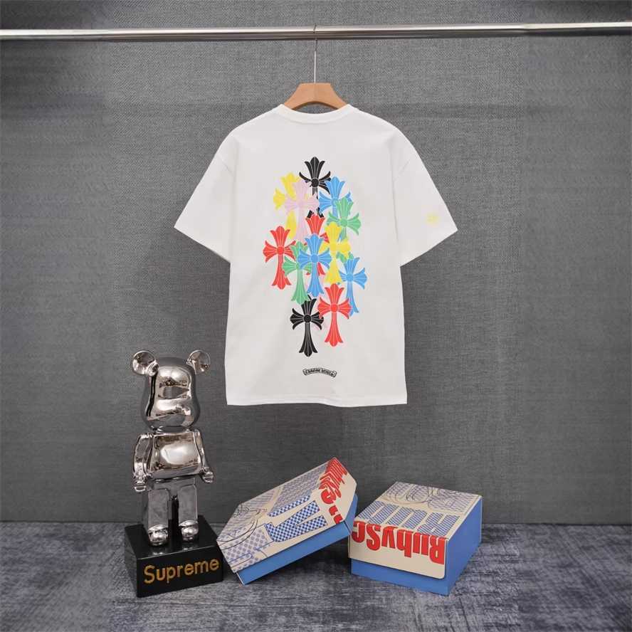 Correct version CH Chrome Summer Cross and Horseshoe Print Short Sleeve T-shirt Couple Style{category}{category}5OY9