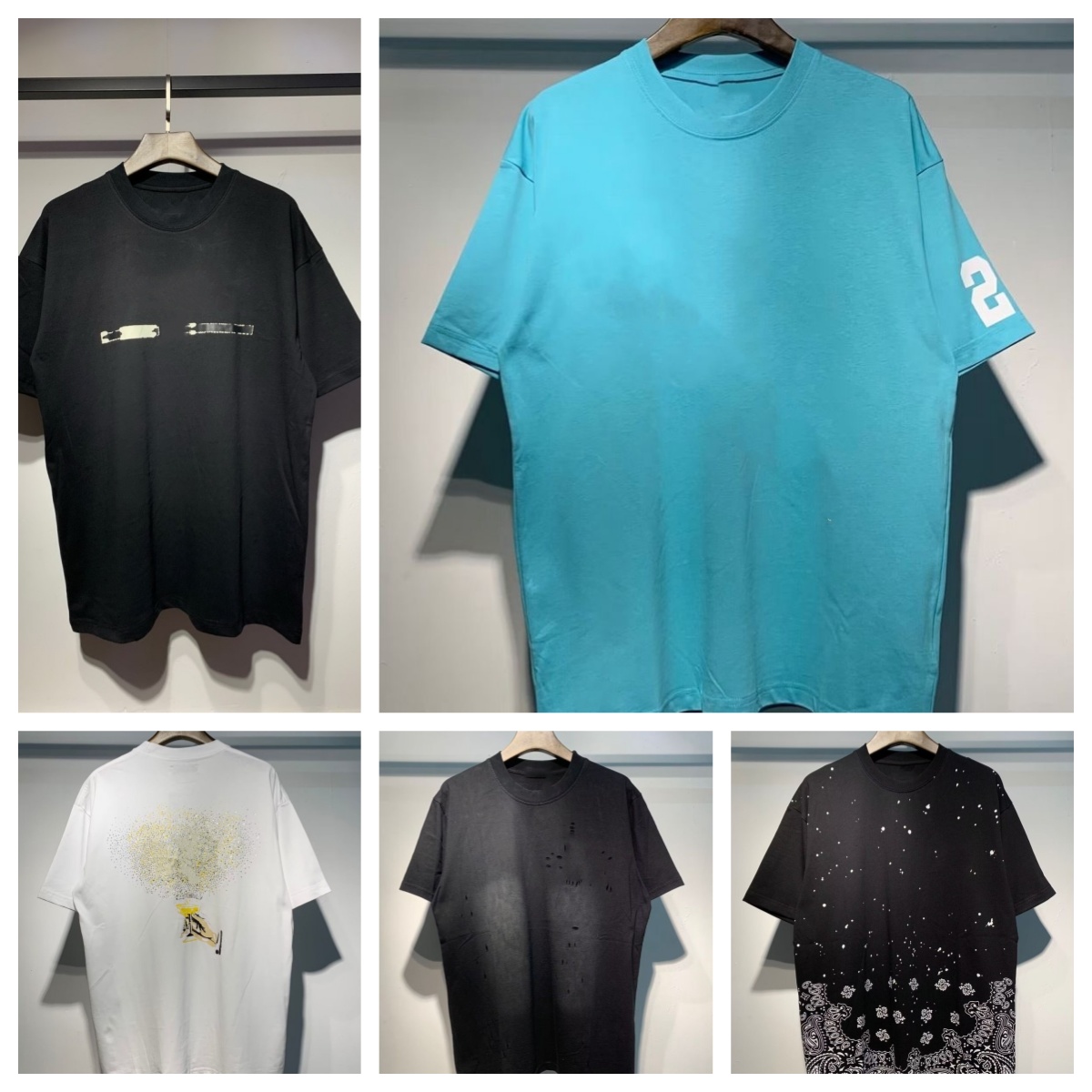 designer t shirt mens designer shirt sweat shirt tshirt Solid color numbers and patterns 100% Cotton Small round neck short sleeved breathable mens