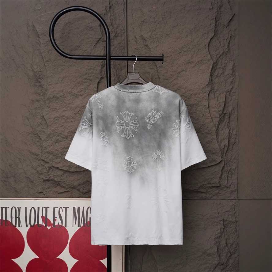 Correct version of CH Chrome Summer Laser Burnout Appliqu Embroidery Short Sleeve T-Shirt for Couples{category}{category}PJ77