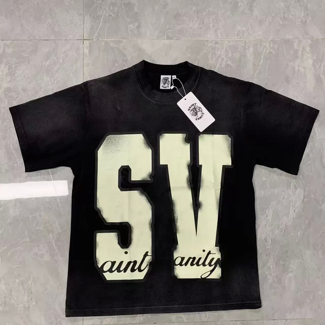 saint Vanity Shirt designer t shirt popular retro high street womens Saint Vanity short sleeved shorts ins same style letter printed casual short sl