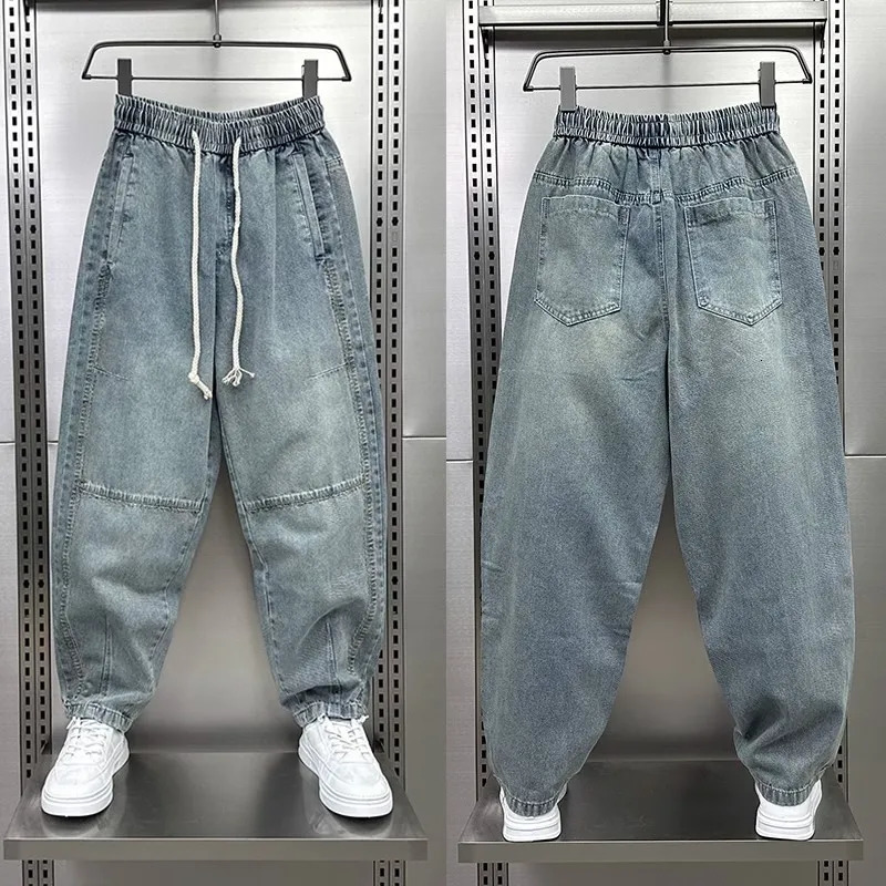 Harem Denim Pants American Retro Jeans Summer Thin Loose elastic waist Harem Jeans High Quality Men Clothing 260612