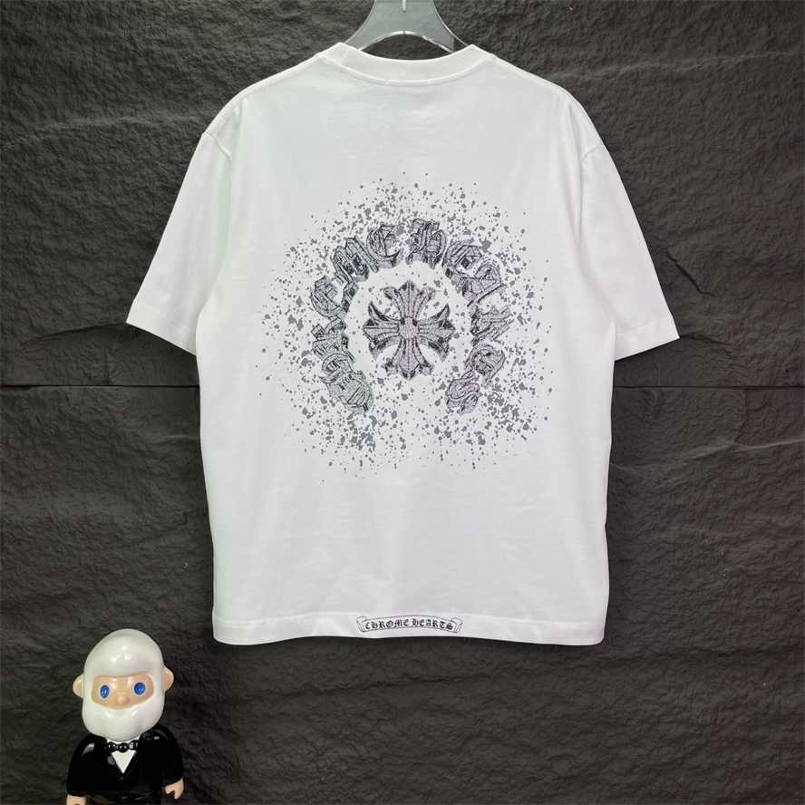 Correct version CH Chrome Summer Cross and Horseshoe Print Short Sleeve T-shirt Couple Style{category}{category}3FOQ
