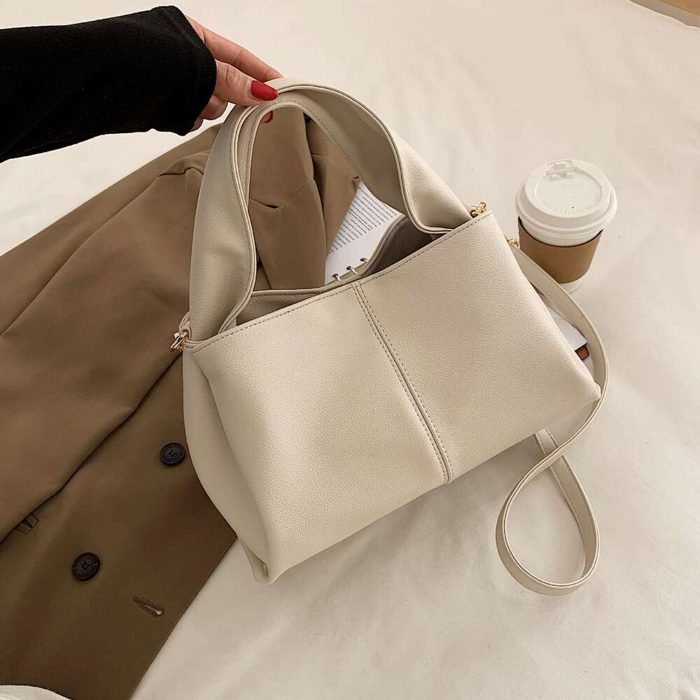 2026 Spring Summer Vintage Simple Soft PU Women Tote Bag, Large Capacity Fashion Shoulder Crossbody Cross-border Handbag