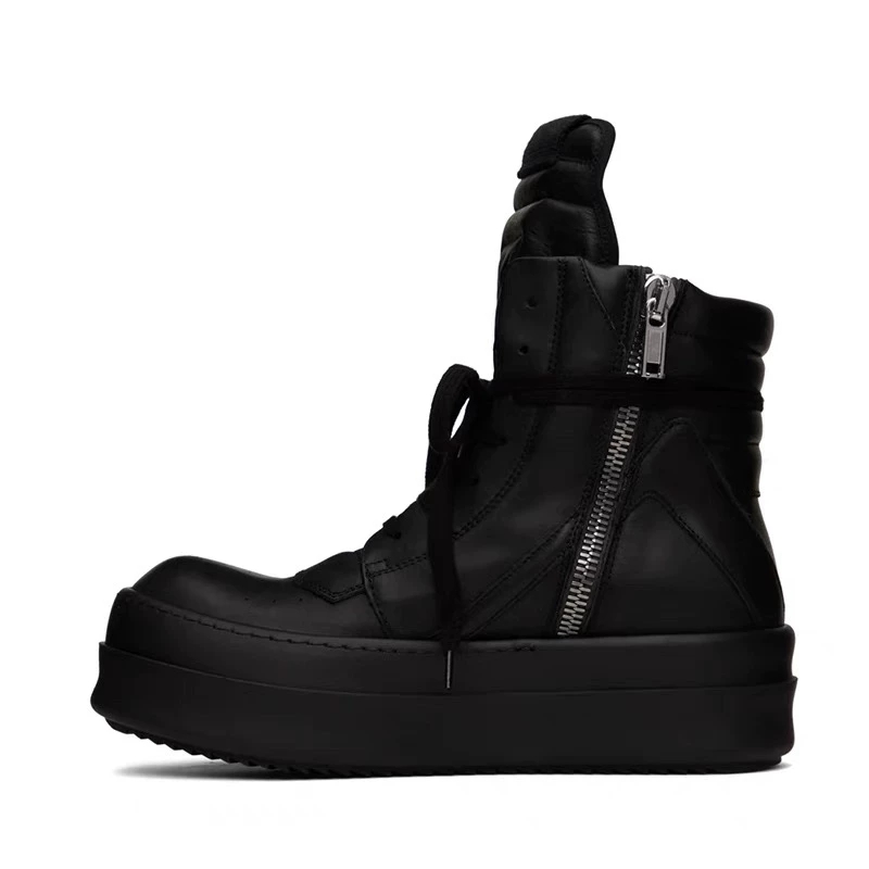 Real Leather Quality Thick Sole Handmade Lace Up Flat High Street High Top platform GEO-BASKET TRAINER chowhide Boots