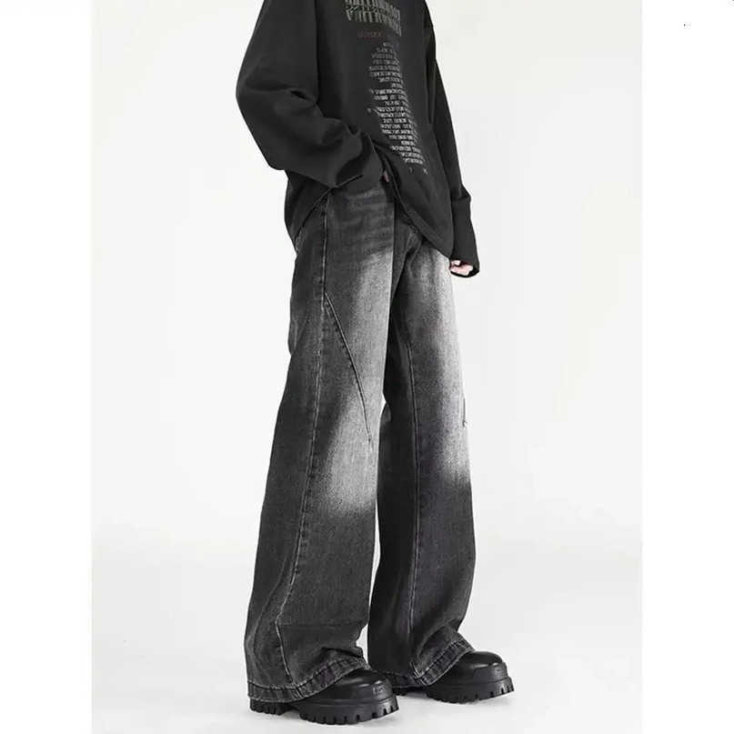 and Spring autumn vintage mens jeans loose fit casual bell shaped bottom strt boots cut pants S260612