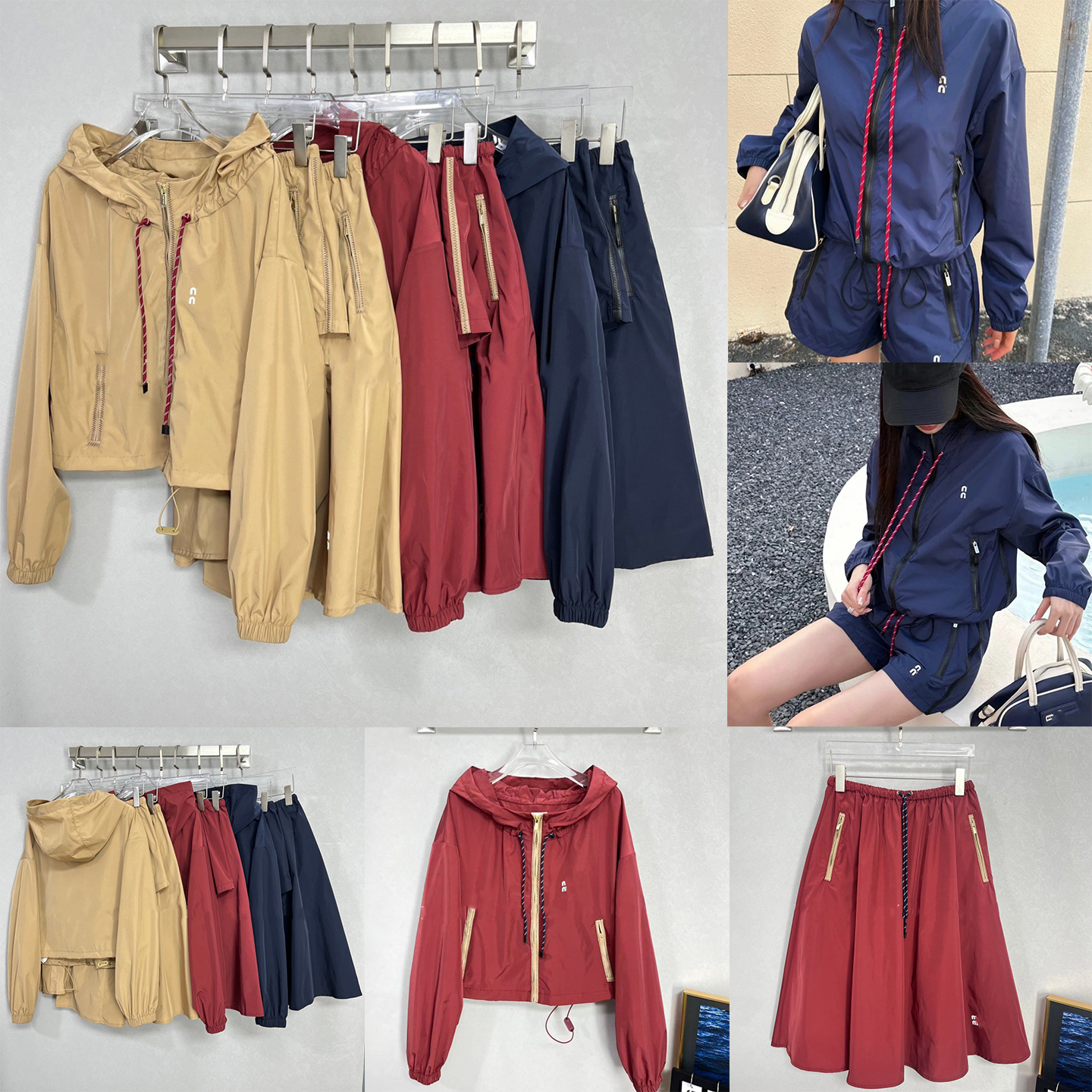Designer Womens Tracksuit Letter Printed Hooded Coat Sun-protective Casual Loose Shorts Fashion Skirt Female Two Pieces Set