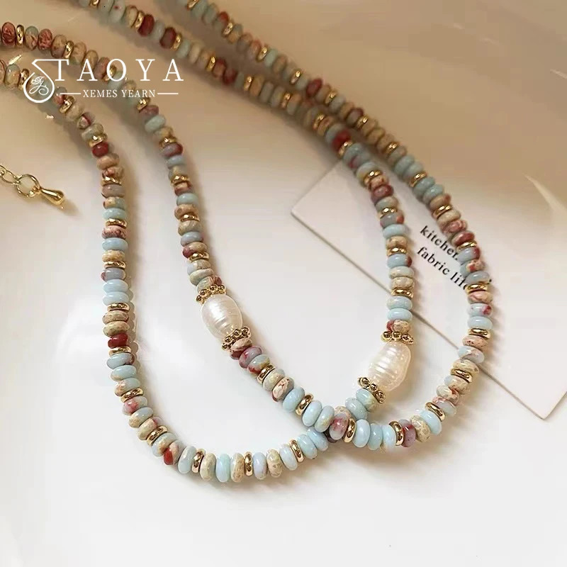 Pure Handmade Woven Natural Stone Beadeds Chain Pearl Pendant Necklace ious Accessories For Womens Necks Fashion Jewelry 260610