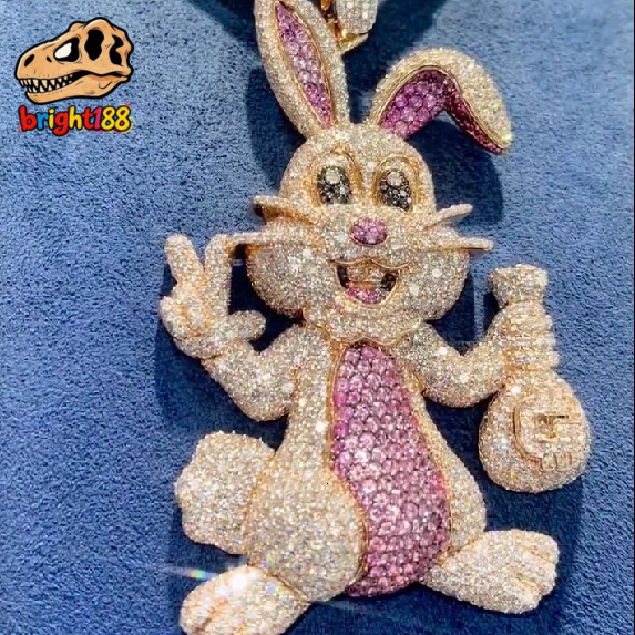 Iced Out VVS Moissanite Rabbit Pendant S925 Hiphop Personalized Bling Custom Moissanite Pendant