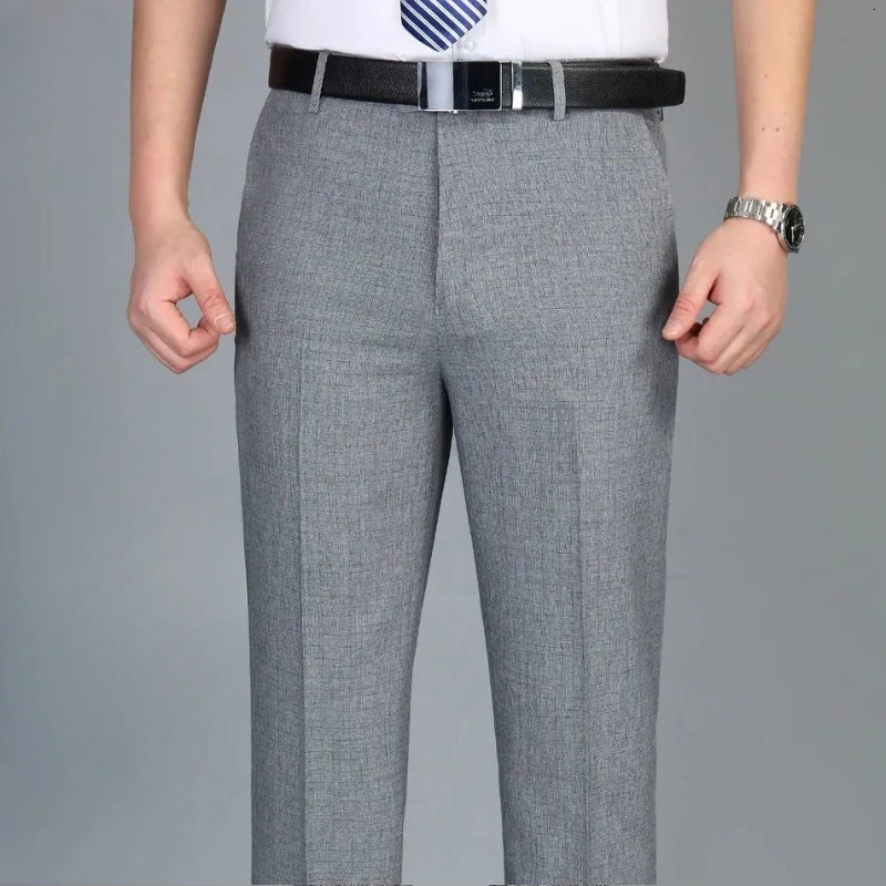 Straight Mens Summer Pants Social Tailoring Cotton Business Linen Male Suit Trousers Elegant Dress Clothing Premium 260611