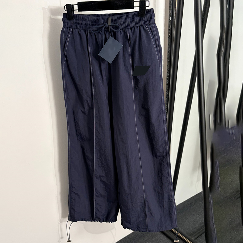Women Drawstring Straight Pants Designer Elastic Waist Sporty Joggers Summer Street Style Casual Trousers