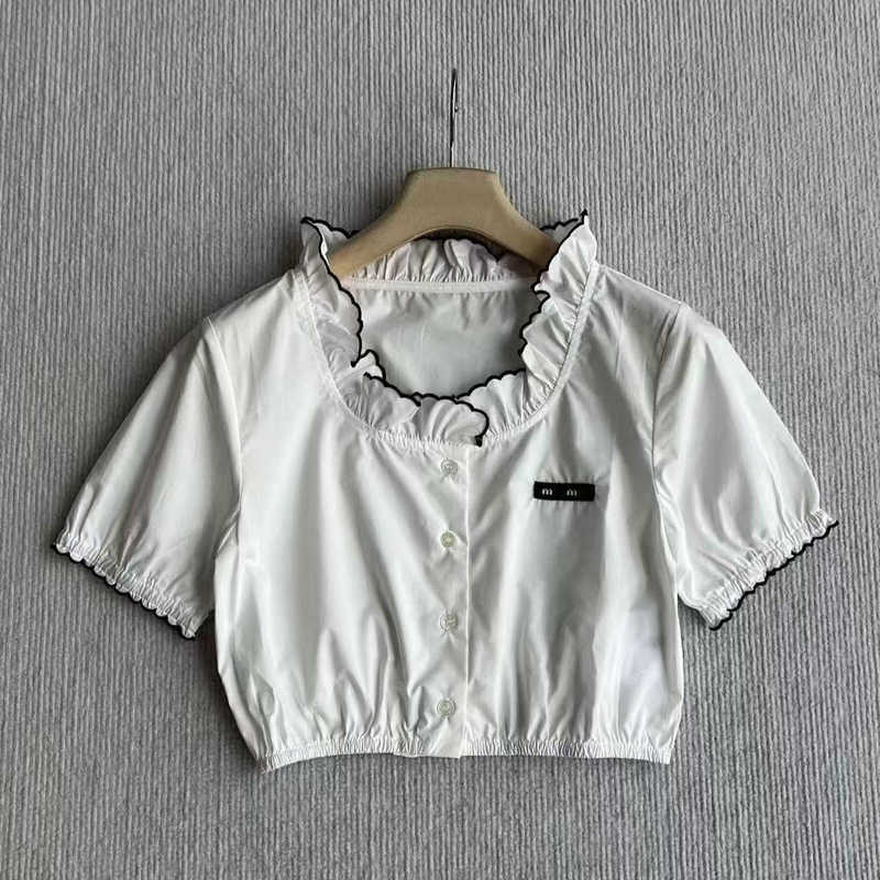 T-shirt da donna firmate Abbigliamento donna M Marca 26 Primavera/Estate New College Style Lettera Ricamo Colletto per bambole Camicia con maniche a