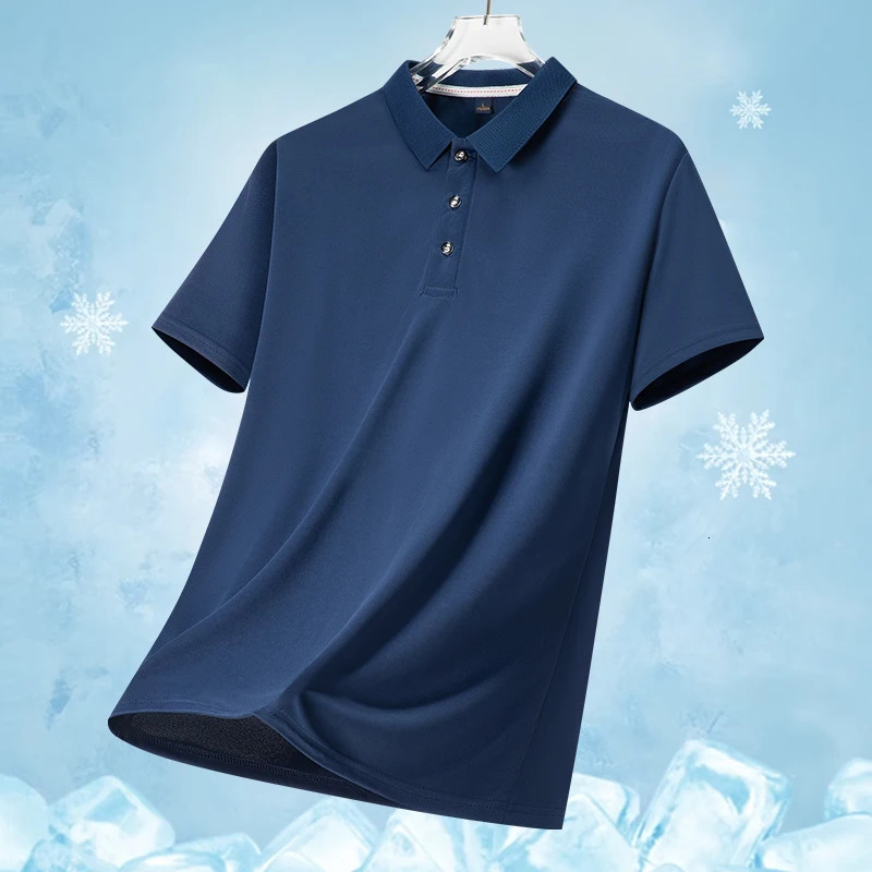 Mens Summer Short Sleeve POLO Shirt Thin Breathable Ice Silk Quick Dry T-Shirt Simple Fashion Versatile Sports Shirt 260612