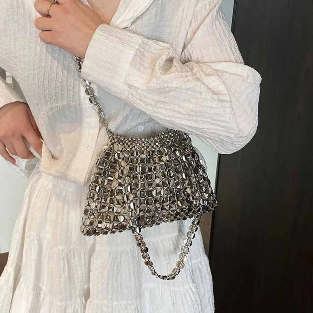 Elegant Sequin Evening Banquet Bag Temperament Underarm Bag Glitter Shoulder Bag Mini Small Purse Silver Shiny Bag Women 260610
