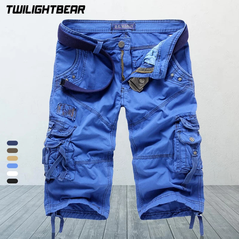 Summer Mens Cropped Pants Oversized Multi Pocket Streetwear Cotton Cargo Shorts Men Clothing Overalls Casual Pants 260605