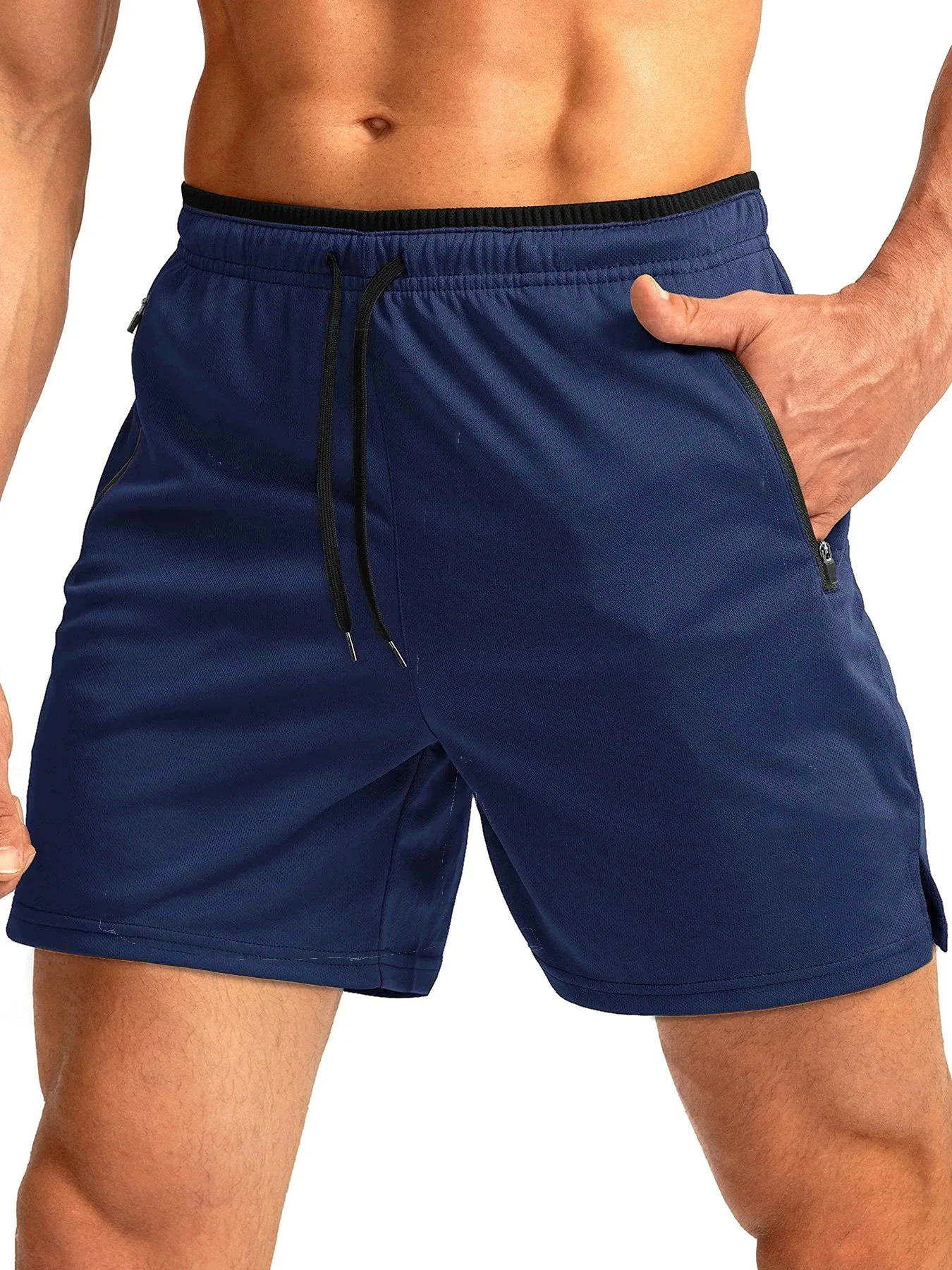 2026 Mens Shorts Quick Dry Solid Color Running Fitness Sports Casual Beach Short Pants Comfortable zippered pocket 260612