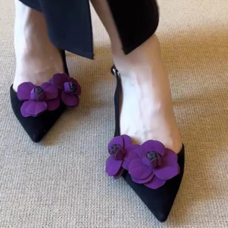 Womens Summer Style Flower Stiletto Sandals Daily Home Office Shopping Shallow Mouth Open Heel High Heels34-40size 260612
