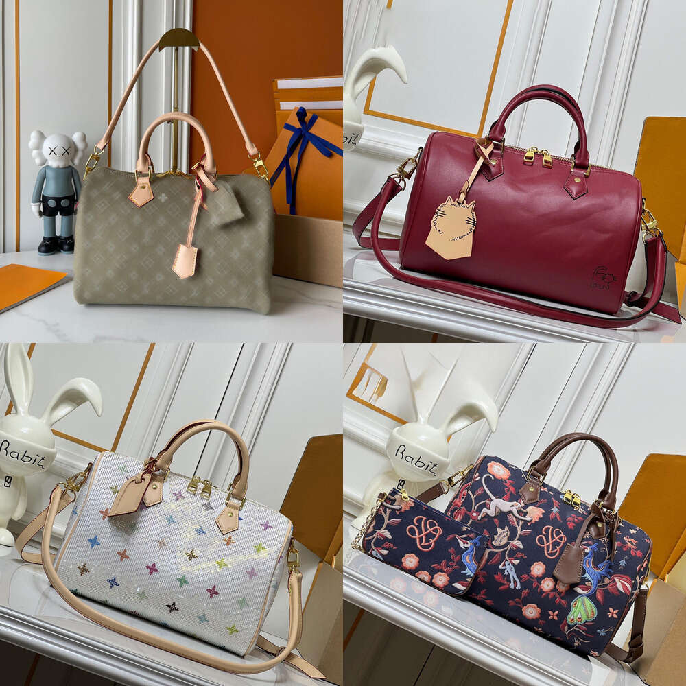 Ladies Casual Boston Duffel Bag Fashion Speed 30 Soft Handbags Designer Multicolor Diamond Pillow Top Handle Bag Luxury Travel Shoulder Bag Tote Bag