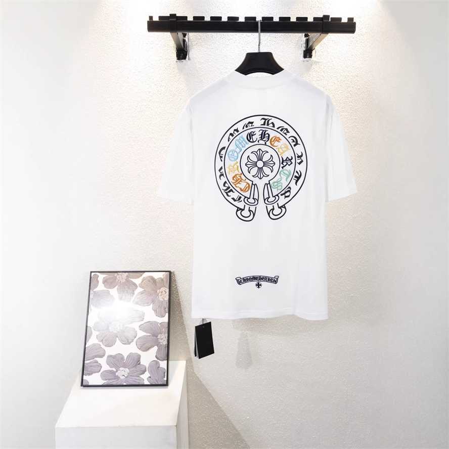 Correct version of CH Cro summer new model horseshoe laser burned floral appliqu embroidered short-sleeve T-shirt for couples{category}{category}GPR