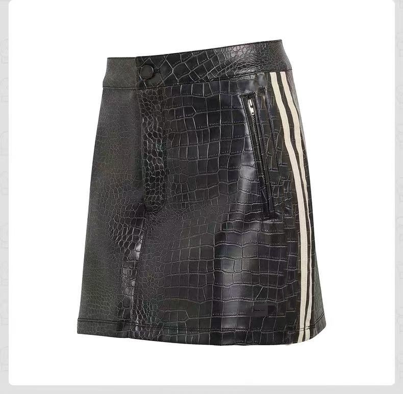 2026 Autumn New Women's PU Crocodile Pattern Embossed Sports and Leisure Spicy Girl Short Skirt Short Coat Jacket Embroidered Logo KE5035