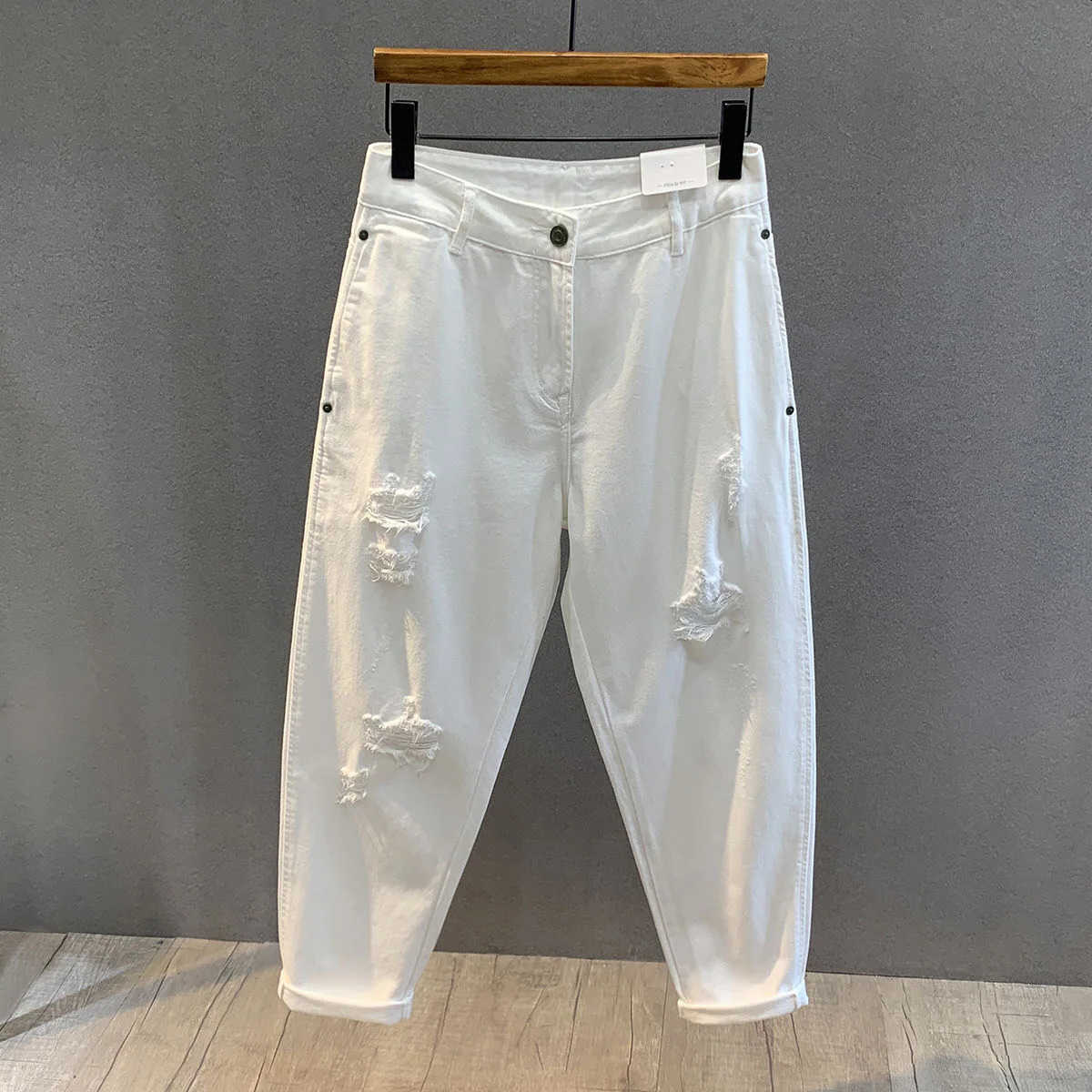 and Spring Autumn Solid Color Jeans Mens Casual Loose Comfortable High-Quty Large Trousers 36 S260612