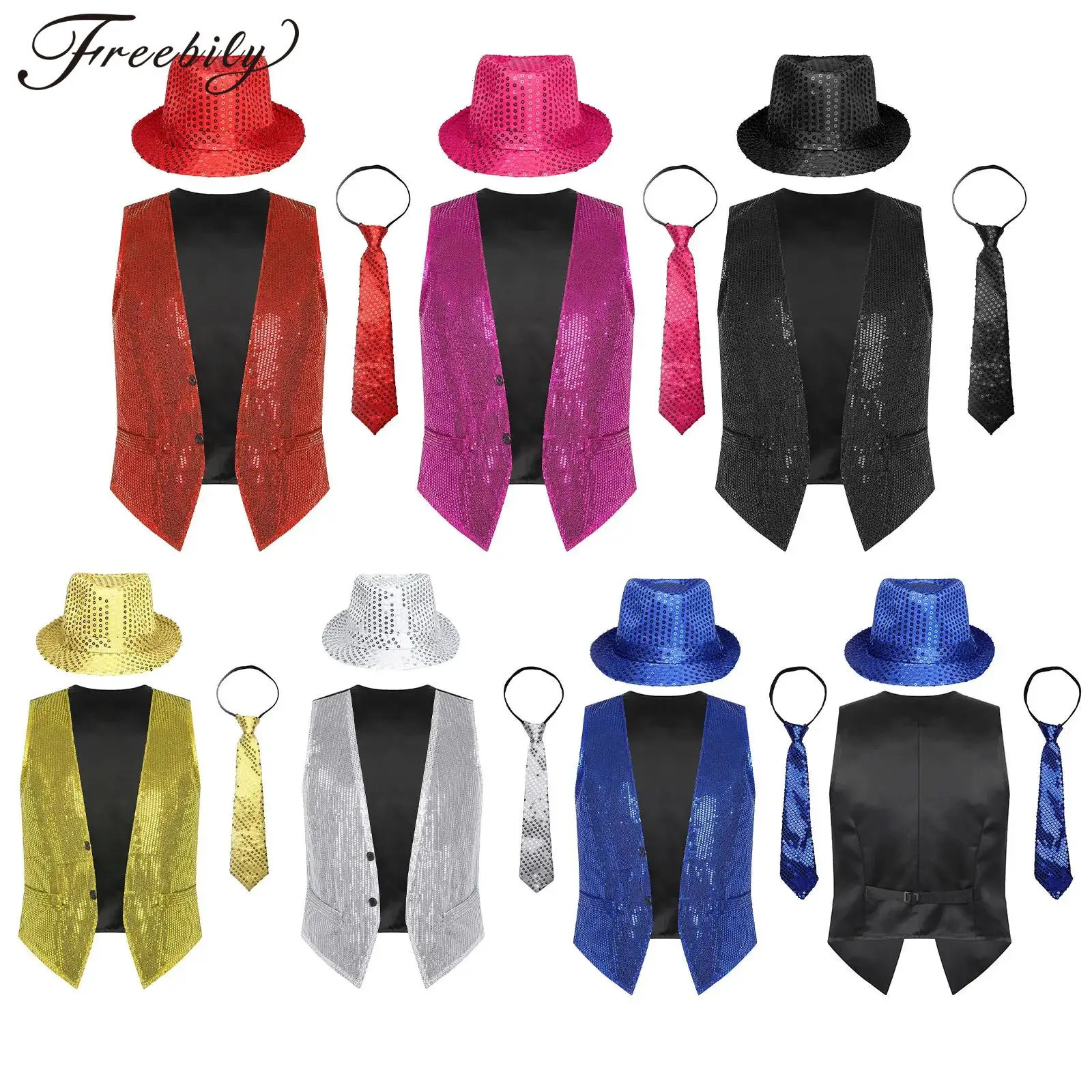 Mens Clubwear Sparkling Sequin Vest Sleeveless Waistcoat Jazz Dance Performance Costume for Hiphop Festival Rave Party Clothes 260611