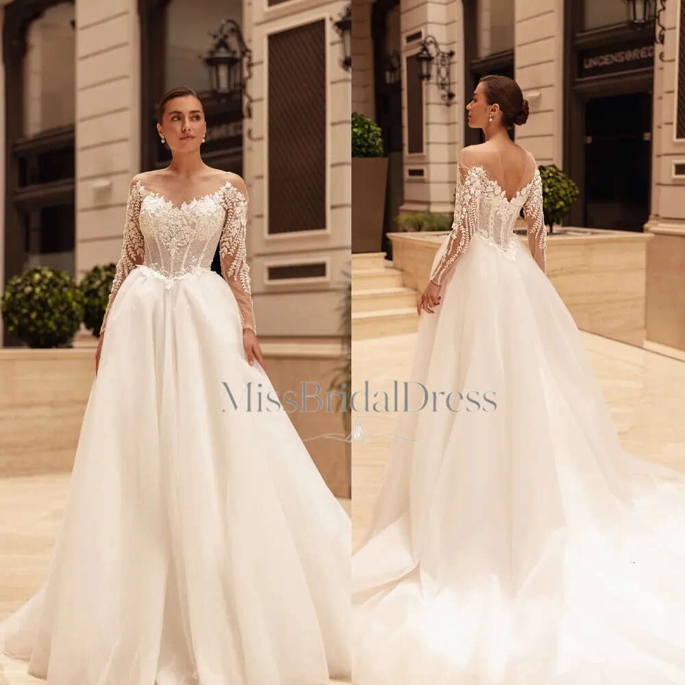 Elegant Mermaid Wedding Dresses Long Sleeves Appliques Lace Sweetheart Bridal Gowns Customized Backless Sweep Train Vestidos Mb612