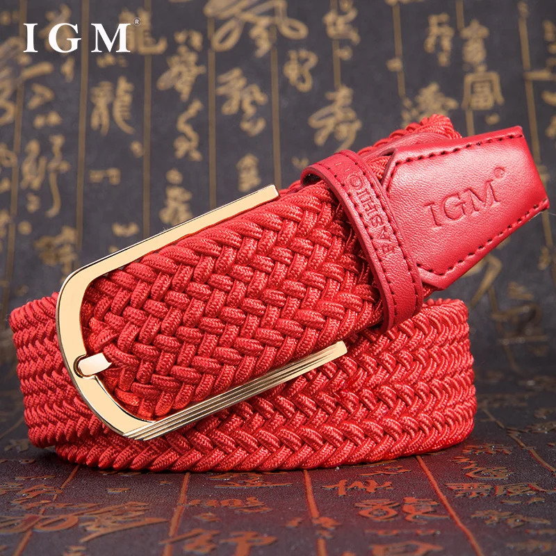 Intrinsic life red Mens and womens red woven canvas belts Jeans unisex Red Belts elastic belt 260612