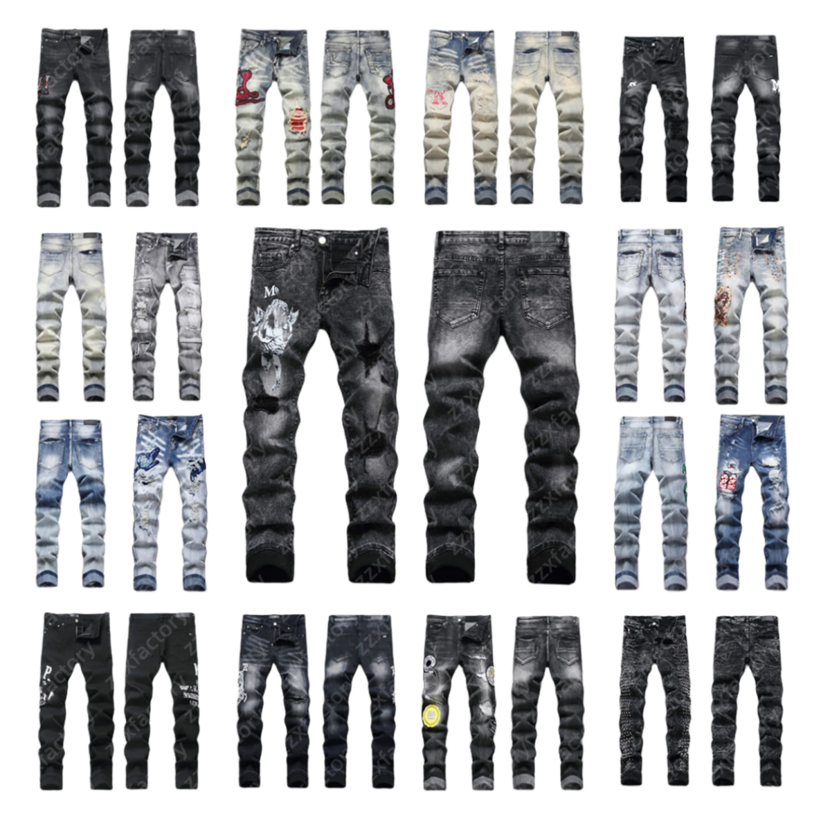 amirirjeanss High quality jeans designer men jeans pants brand baggy jean retro casual hip hop streetwear designers joggers pant hole black skinny s