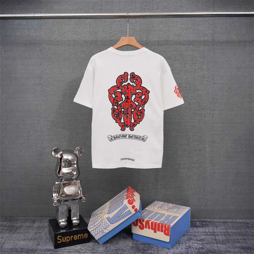 Correct version CH Chrome Summer Cross and Horseshoe Print Short Sleeve T-shirt Couple Style{category}{category}UQ9X