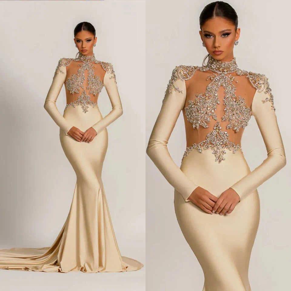 Luxurious Mermaid Prom Dress Lace Appliques Evening Party Gown Cocktail Dress Plus Size For Special Occasion Vestido De Noite