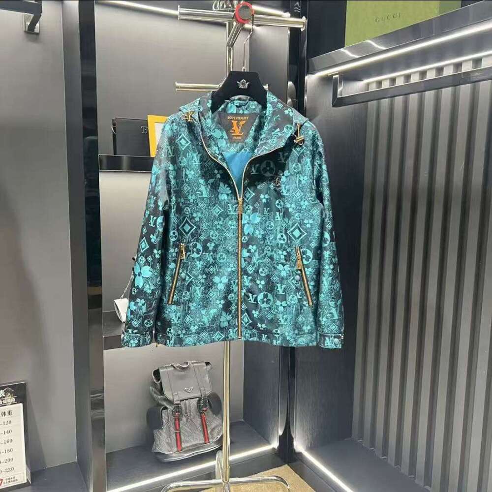 Spring New Fashion Light Luxury Trendy Men's Printed Hooded Casual High-End Personality Jacket Coat