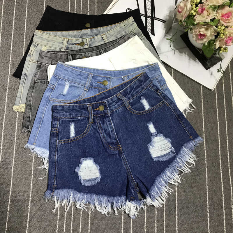 Womens Vintage Pants Denim Short 2026 Summer Hot Loose Ripped High Waist Korean Kpop Fashion Casual Lady Jean A- Line Hot Pants M260612