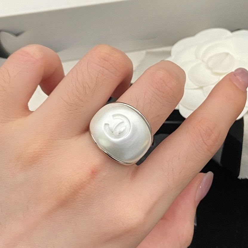 Letter Ring Band Rings Fashion Fine Finger Ring Luxury Crystal Pearl Ring for Womens Wedding Jewelry Gifts-image-1110193109