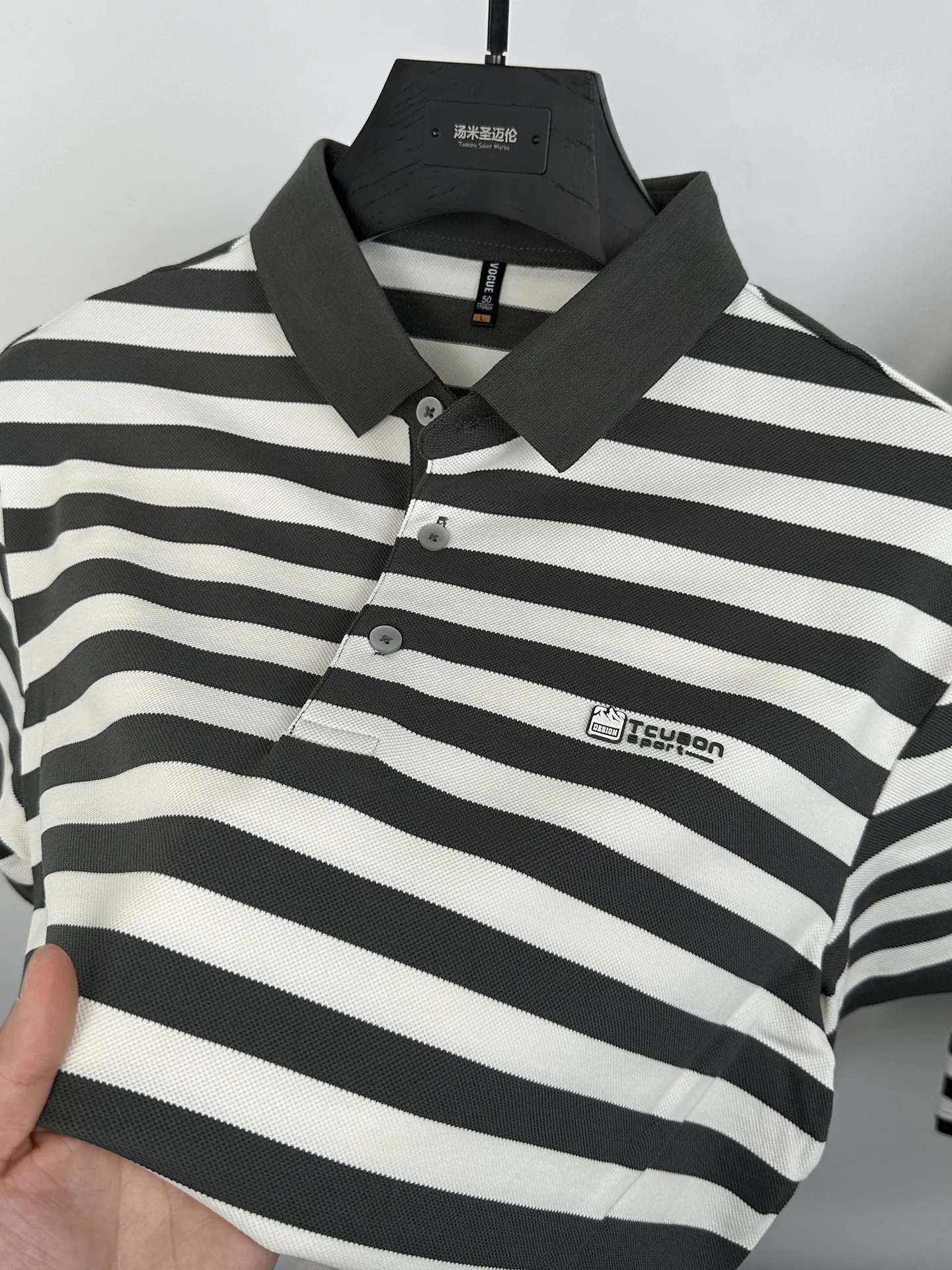 High quality mens polo striped short sleeved fashionable versatile business casual breathable top for summer 260609
