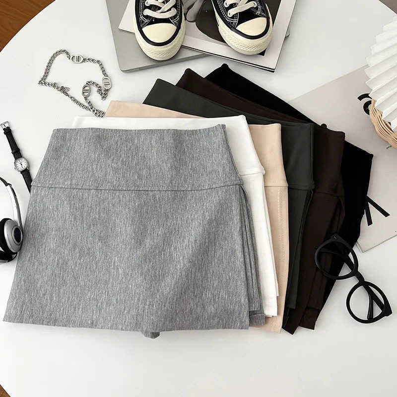 Skirt Xpqbb Waist Summer High Women Sexy Skinny Side Split Package Hip Skirts Woman Fashion Wild Anti-glare Shorts Mini Skirt M260612