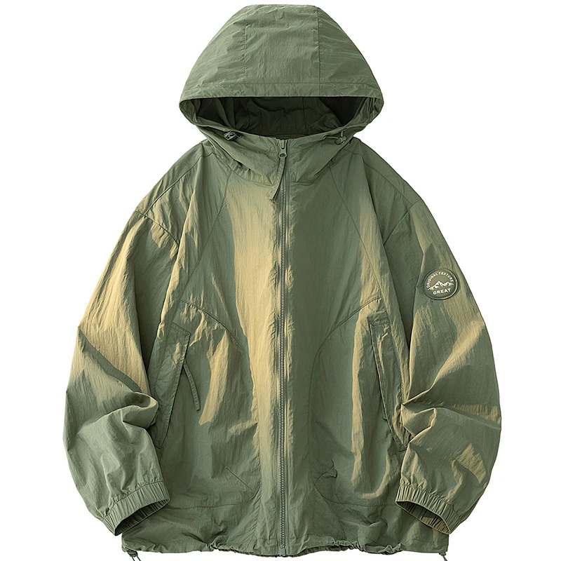UPF50 Mens Hooded Sunscreen Jacket Summer Ultra Thin Zipper Pocket Windbreaker Elastic Cuffs Outdoor Hiking Fishing Skin Coats 260611