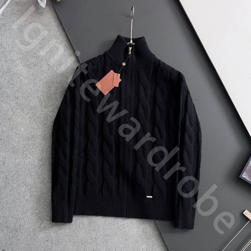 Quiet Luxury Designer Autumn and Winter Retro Zipper Twist Knit Cardigan Casual Designer Mens Sweater L1289