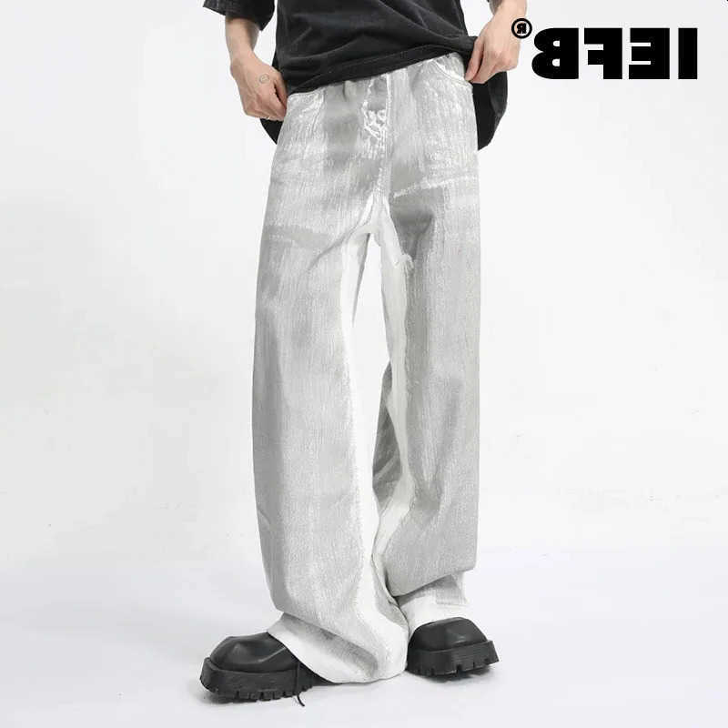 Summer IEFB Mens Jeans High Strt Unique n Fling Hand Painted Dirty Denim Pants Trousers 9C5898 S260612