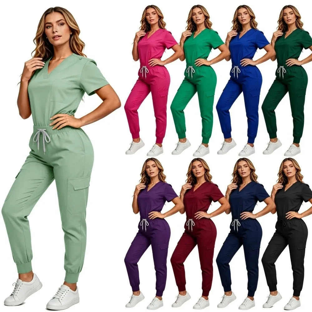 Scrub Nursing Gown High Quality Elastic Healthcare Pharmacy Solid Color Uniform Wholesale Workwear Unisex 260609