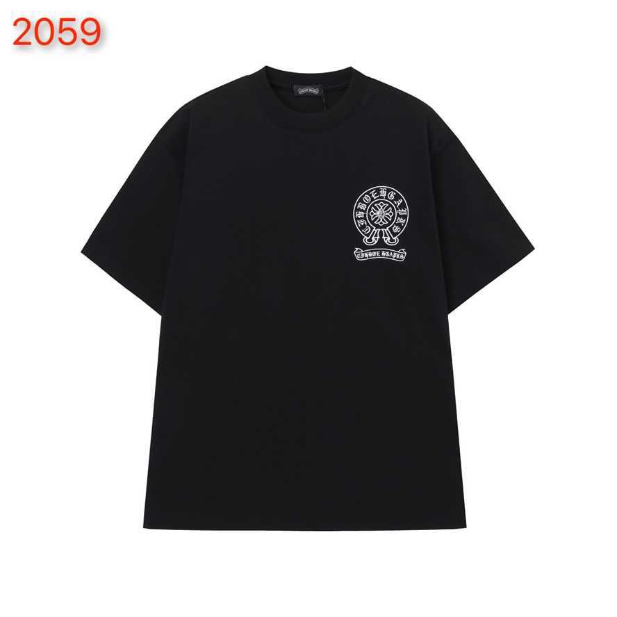 Correct version CH Chrome Summer Washed Patch Embroidery Short Sleeve T-shirt Couple Style{category}{category}BK3K