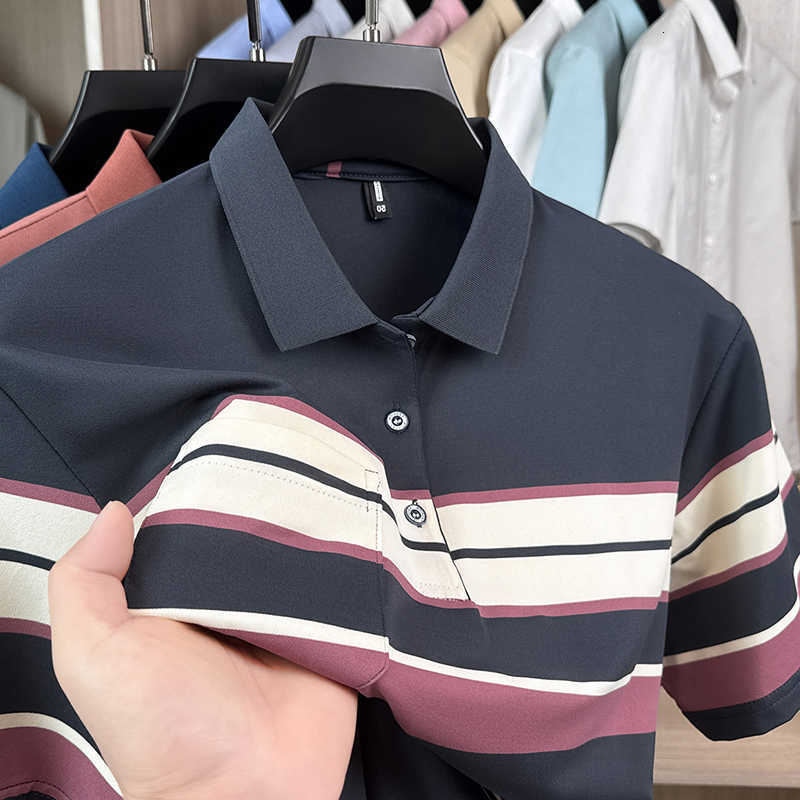 sleeve High short quality stripe mens shirt summer business leisure lightweight breathable new trend color blocked T-shirt M260612