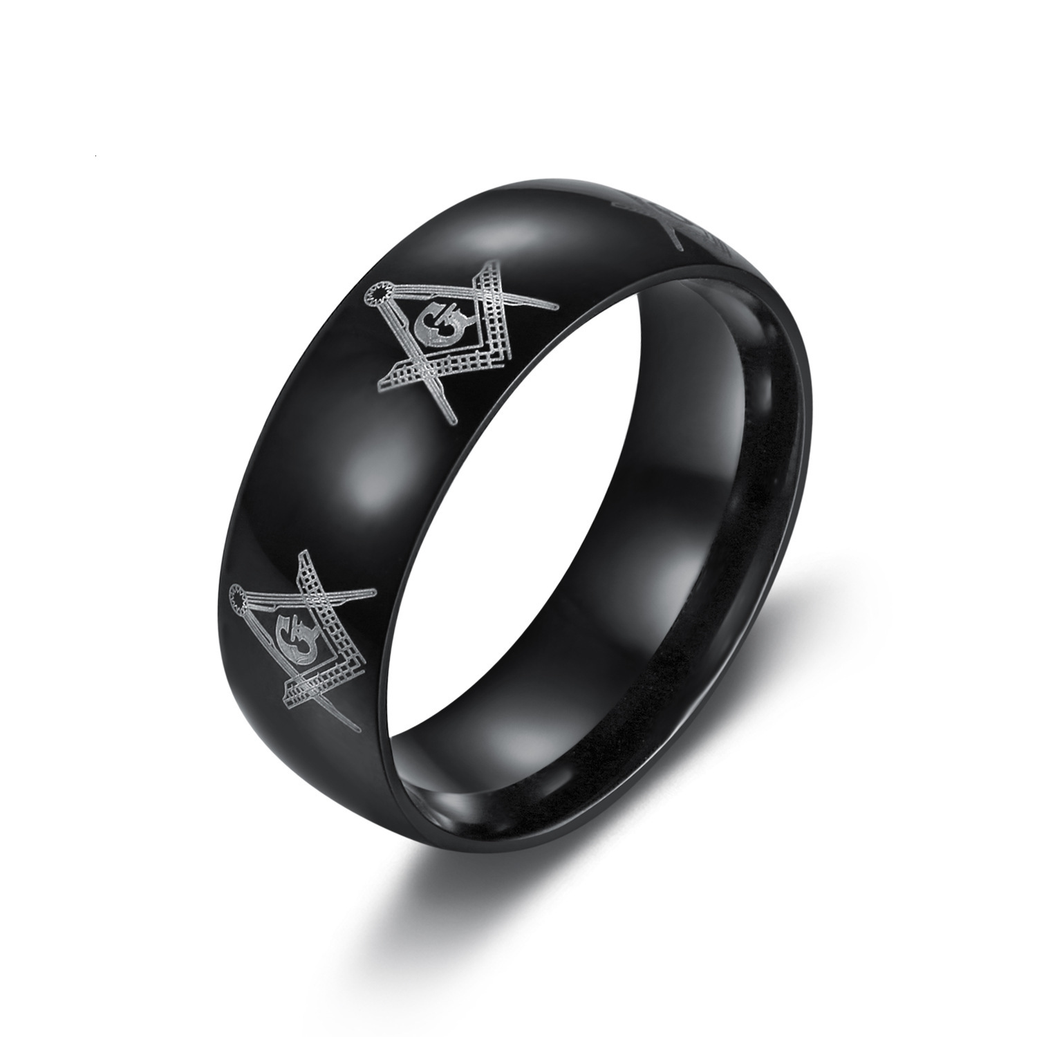 High quality European and American stainless steel rings, men's jewelry, Masonic letter G design wholesale