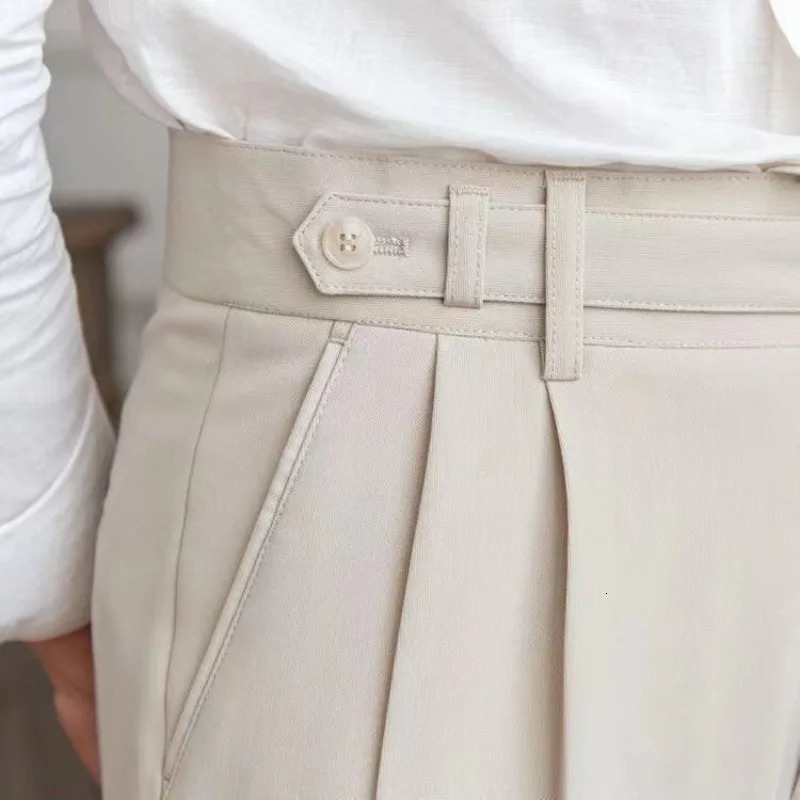 High Waist Pleated Man Suits Pants 9 Cropped Business Social Tailoring Quality Fabric Trousers for Men Classic Dress Elegant Up 260611
