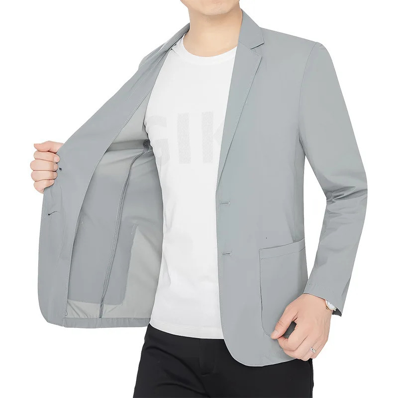 2026 Summer Man Blazer Thin Breathable Singlebreasted Men Outerwear Simpel Long Sleeve Soft Casual Versatile Male Suit Coat 260611